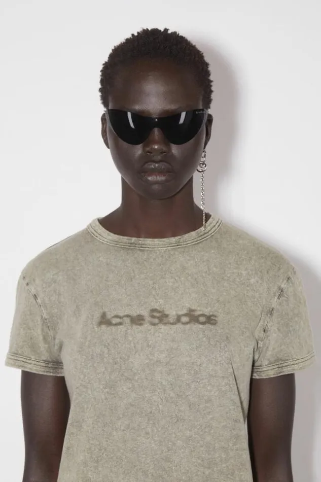 Acne Studios Tshirts Woman Blurred Logo Tshirt Faded Grey