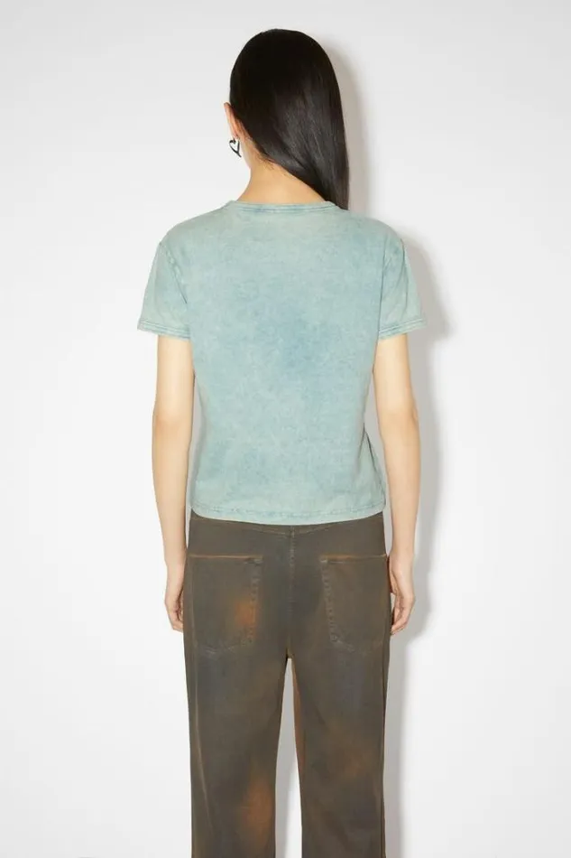 Acne Studios Tshirts Woman Blurred Logo Tshirt Powder Blue