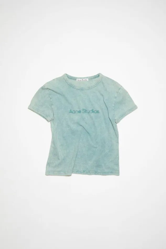 Acne Studios Tshirts Woman Blurred Logo Tshirt Powder Blue
