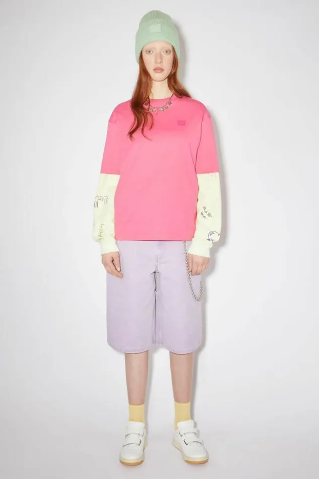 Acne Studios Tshirts Woman Crew Neck TshirtUnisex Bright Pink