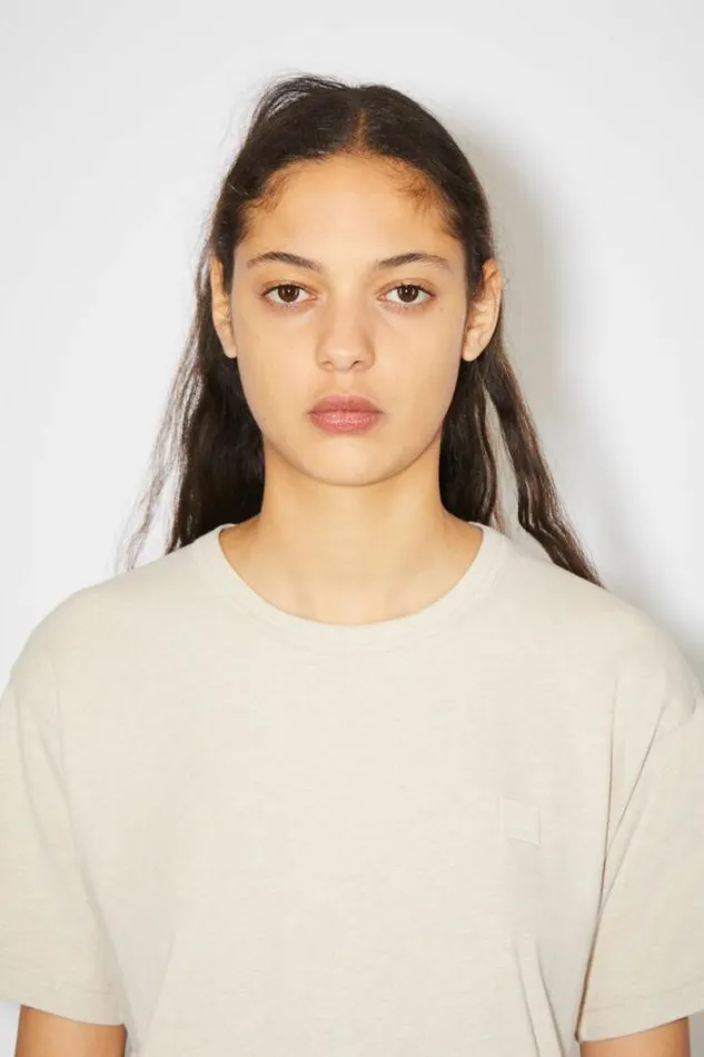 Acne Studios Tshirts Woman Crew Neck TshirtUnisex Oatmeal Melange