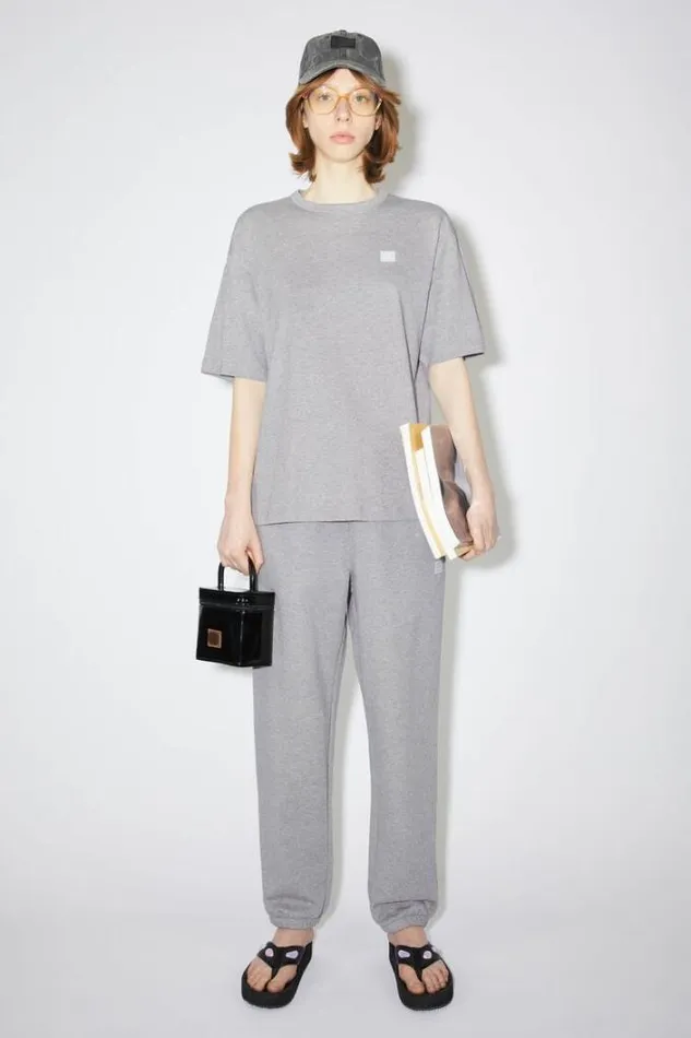 Acne Studios Tshirts Woman Face Logo Patch TshirtUnisex Light Grey Melange