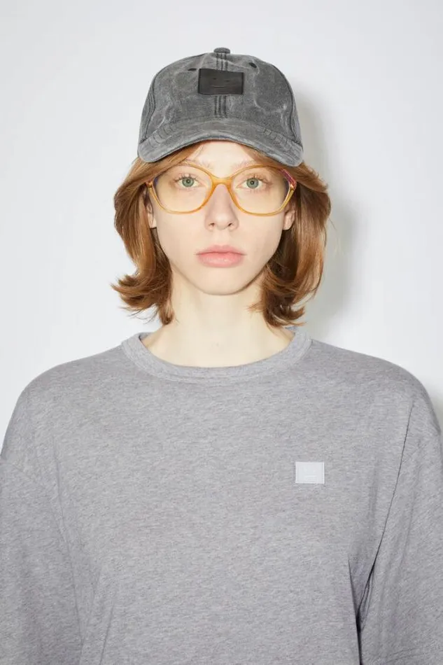Acne Studios Tshirts Woman Face Logo Patch TshirtUnisex Light Grey Melange