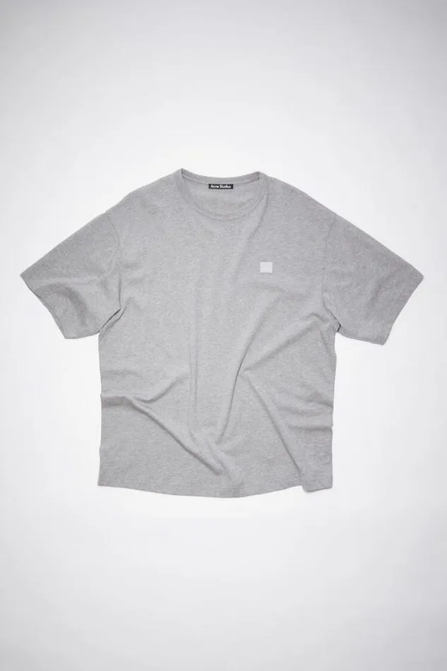 Acne Studios Tshirts Woman Face Logo Patch TshirtUnisex Light Grey Melange