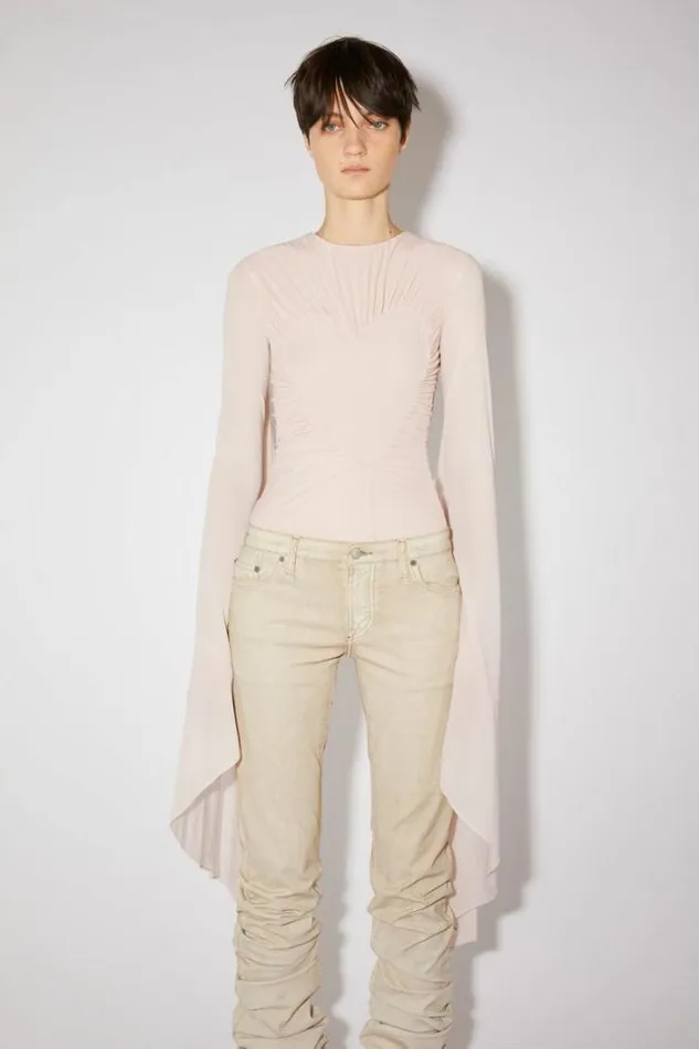 Acne Studios Tshirts Woman Heart Draped BlouseRunway Show Dusty Pink