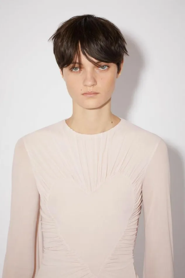 Acne Studios Tshirts Woman Heart Draped BlouseRunway Show Dusty Pink
