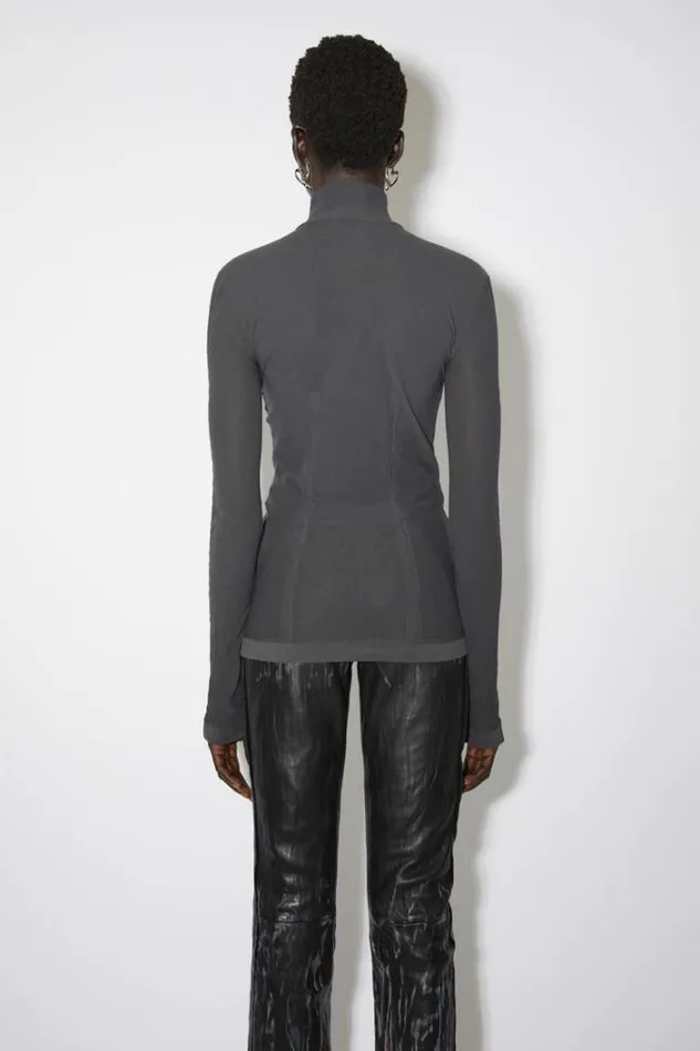 Acne Studios Tshirts Woman High Neck Seamless Top Dark Grey