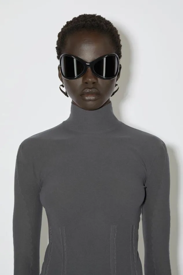 Acne Studios Tshirts Woman High Neck Seamless Top Dark Grey