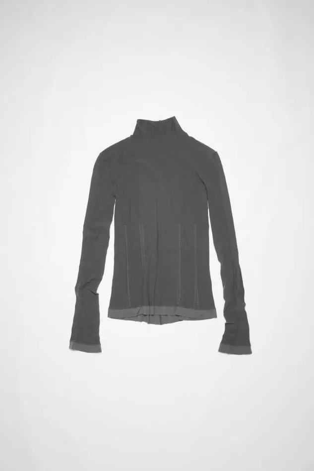 Acne Studios Tshirts Woman High Neck Seamless Top Dark Grey