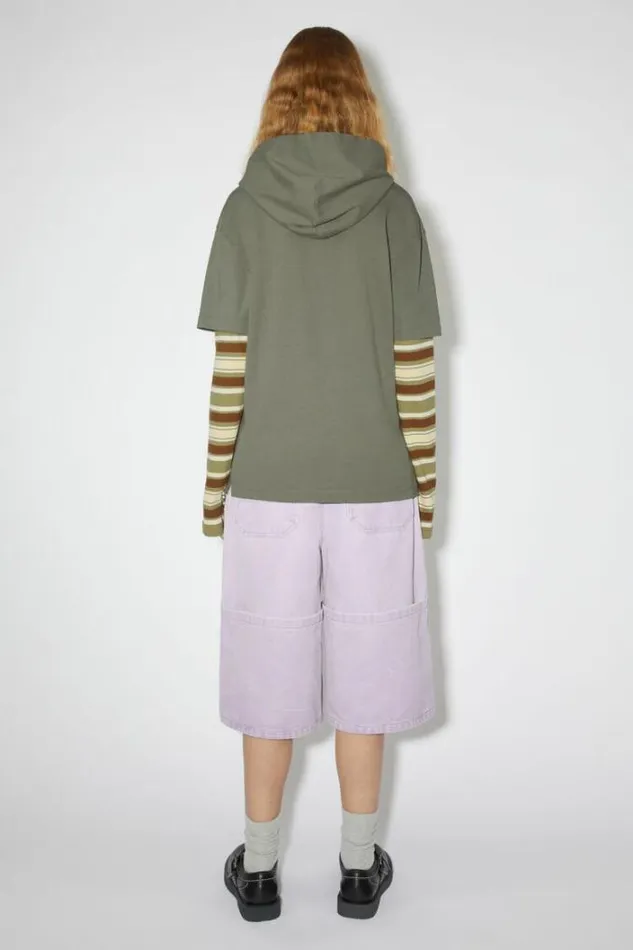 Acne Studios Tshirts Woman Hooded Layered SweaterUnisex Storm Grey