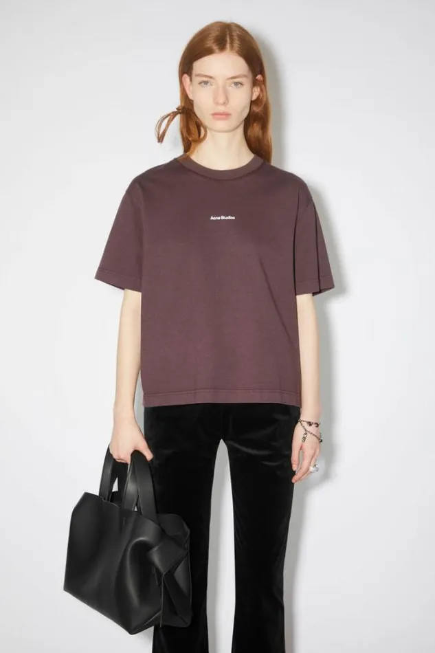 Acne Studios Tshirts Woman Logo Tshirt Aubergine Purple