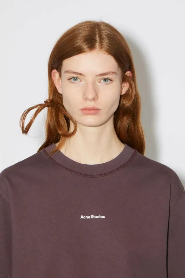 Acne Studios Tshirts Woman Logo Tshirt Aubergine Purple