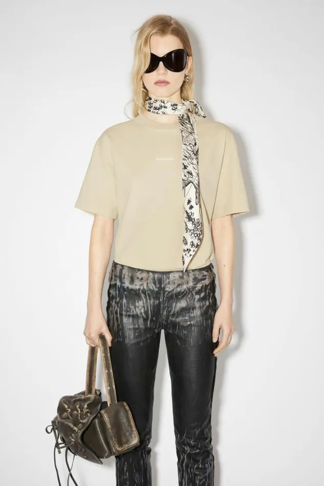 Acne Studios Tshirts Woman Logo Tshirt Champagne Beige