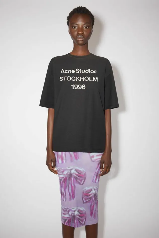 Acne Studios Tshirts Woman Logo Tshirt Faded Black