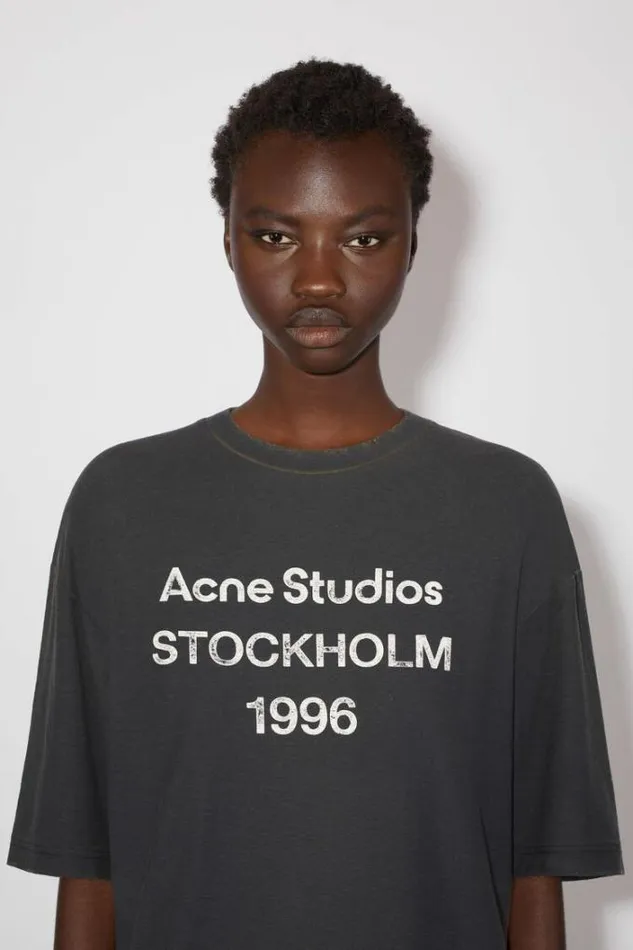 Acne Studios Tshirts Woman Logo Tshirt Faded Black