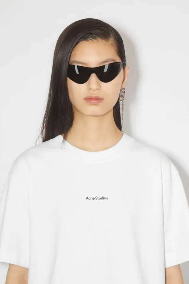Acne Studios Tshirts Woman Logo Tshirt Optic White