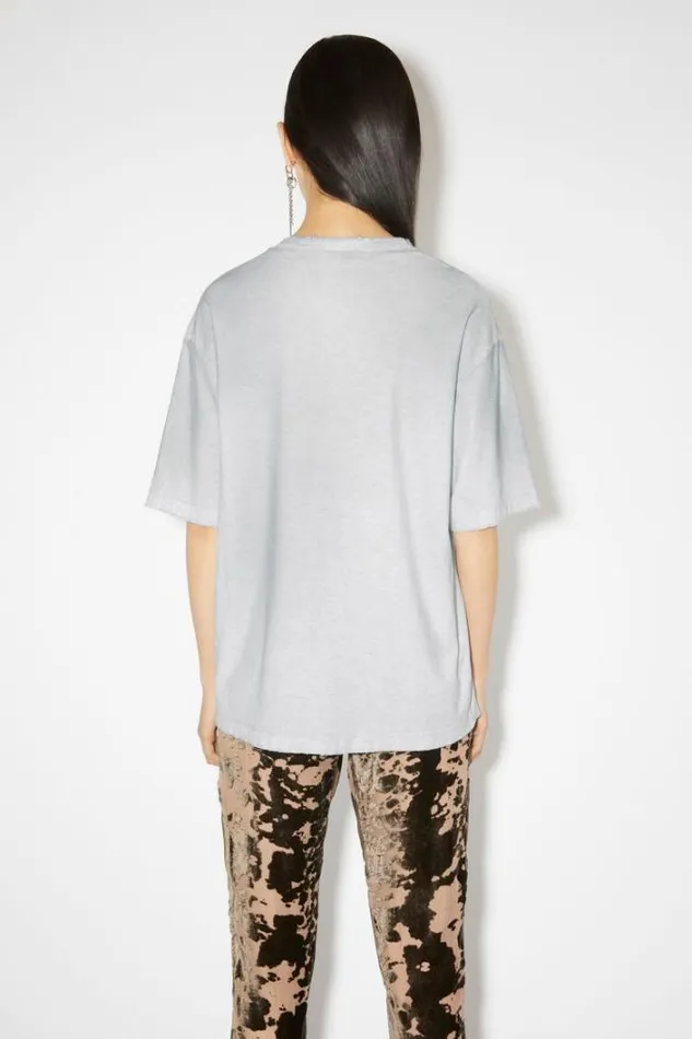 Acne Studios Tshirts Woman Logo Tshirt Pale Grey Melange
