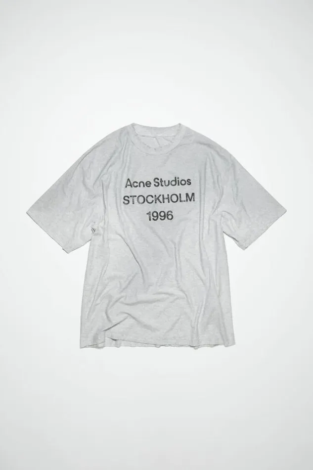 Acne Studios Tshirts Woman Logo Tshirt Pale Grey Melange