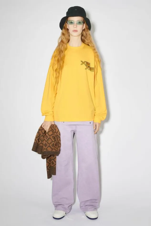 Acne Studios Tshirts Woman Long Sleeve TshirtUnisex Warm Yellow