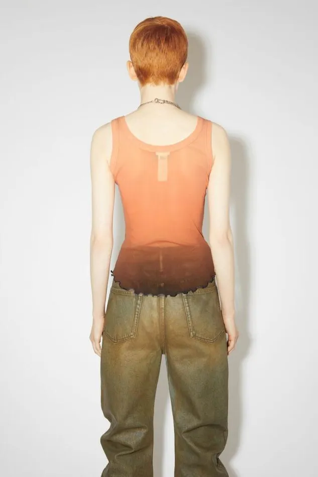 Acne Studios Tshirts Woman Mesh Tank Top BeigeBrown