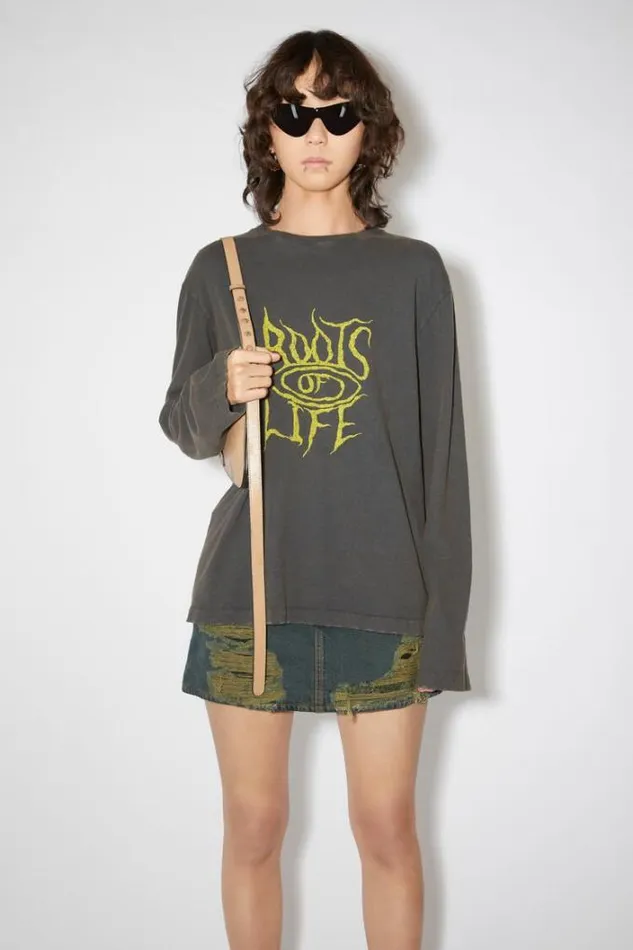 Acne Studios Tshirts Woman Printed Sweater Faded Black