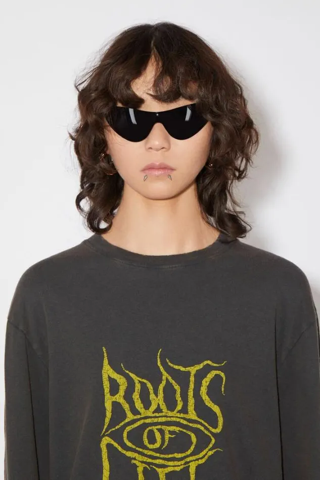 Acne Studios Tshirts Woman Printed Sweater Faded Black