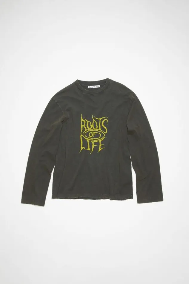 Acne Studios Tshirts Woman Printed Sweater Faded Black