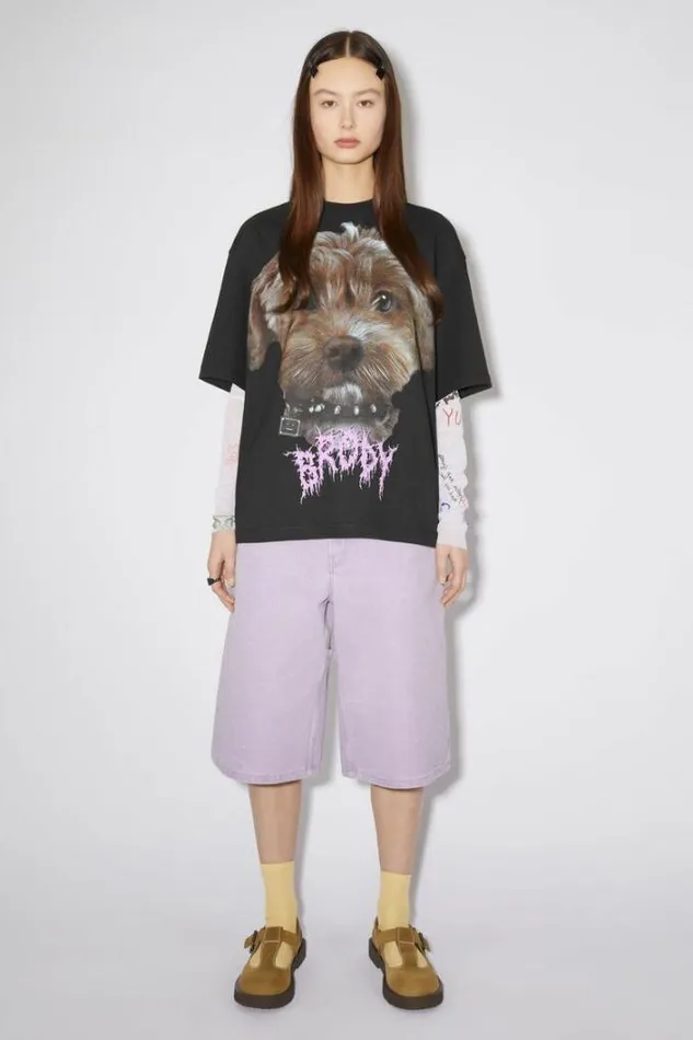 Acne Studios Tshirts Woman Printed TshirtUnisex Faded Black
