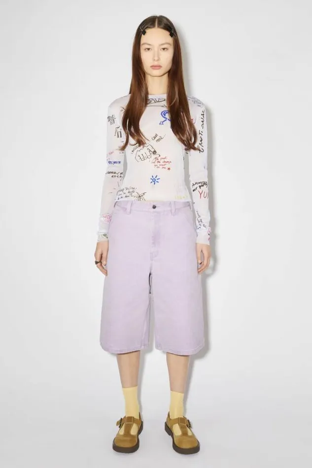 Acne Studios Tshirts Woman Scribbles Long Sleeve TshirtUnisex White Multicolor