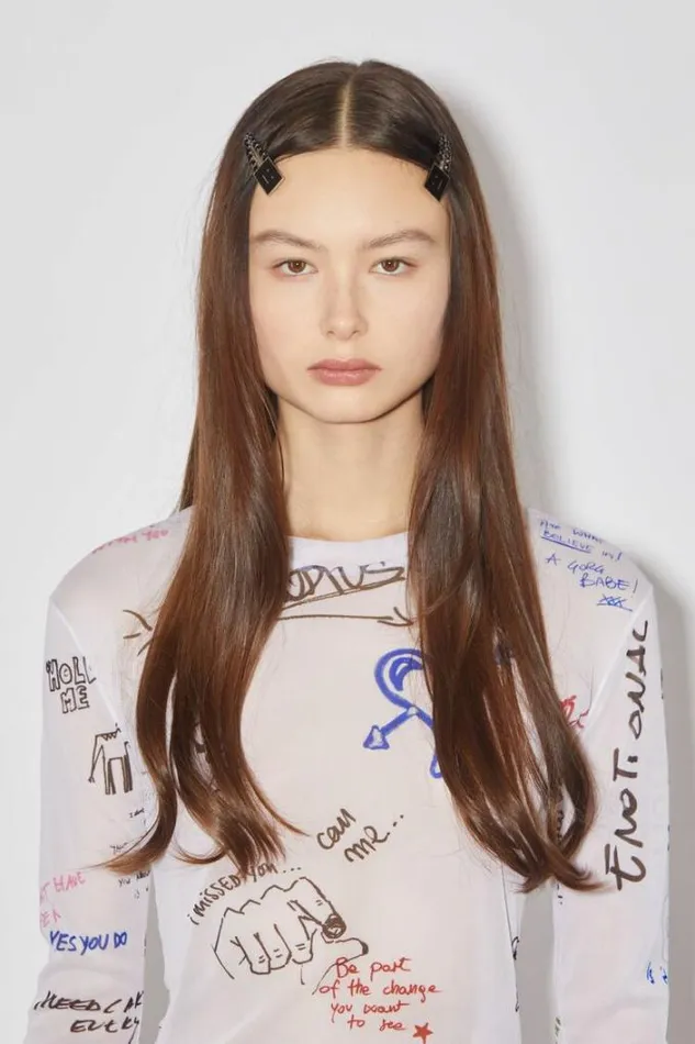 Acne Studios Tshirts Woman Scribbles Long Sleeve TshirtUnisex White Multicolor