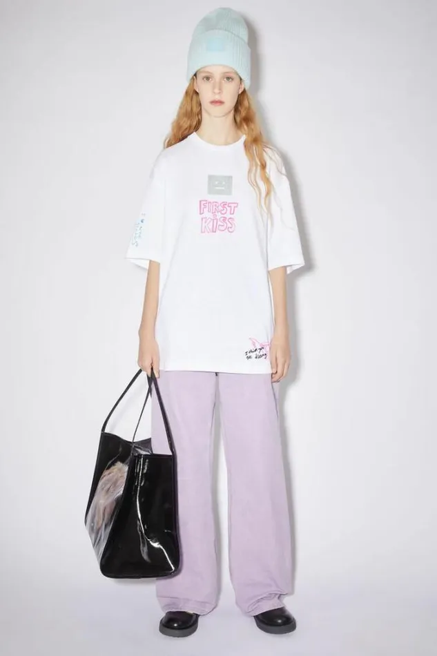 Acne Studios Tshirts Woman Scribbles TshirtUnisex Optic White