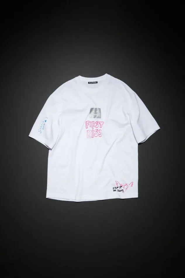 Acne Studios Tshirts Woman Scribbles TshirtUnisex Optic White