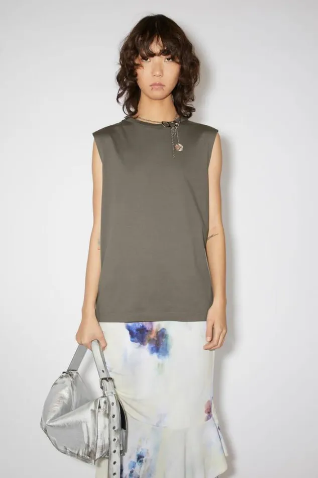 Acne Studios Tshirts Woman Sleeveless Tshirt Mud Grey