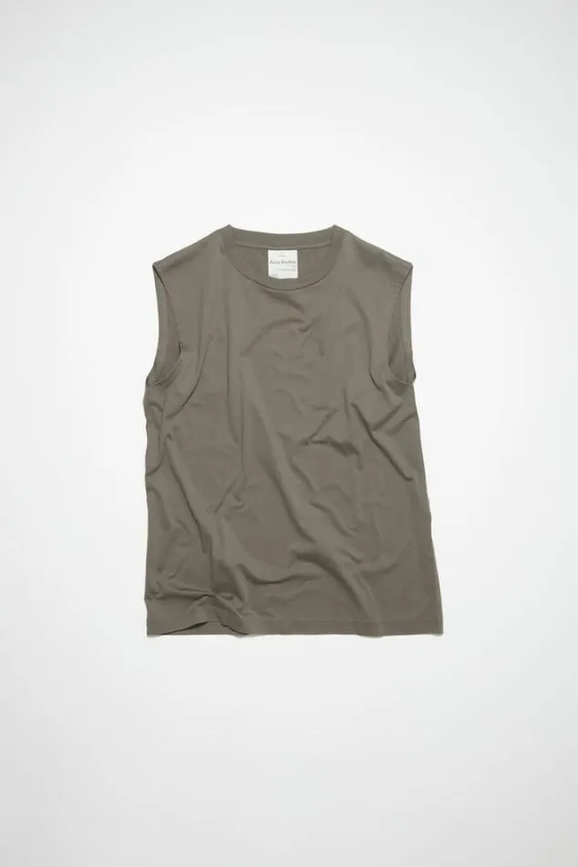 Acne Studios Tshirts Woman Sleeveless Tshirt Mud Grey