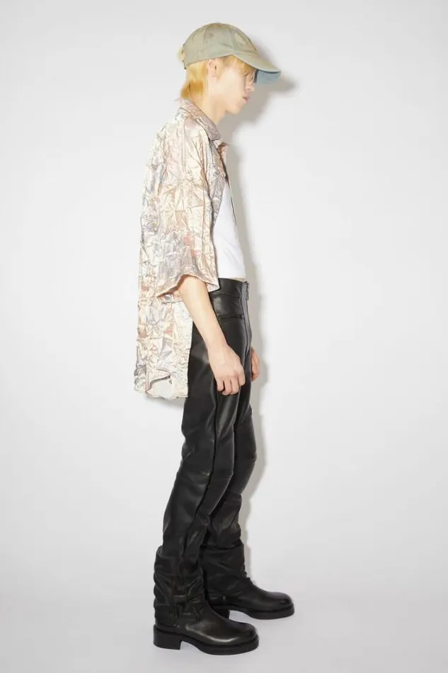 Acne Studios Trousers Man Leather Biker Trousers Black