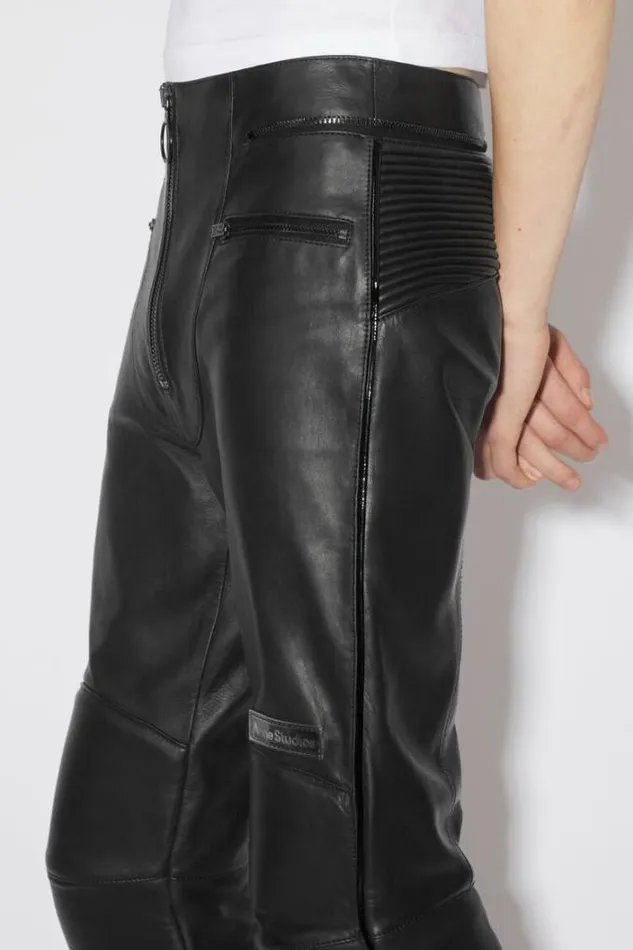 Acne Studios Trousers Man Leather Biker Trousers Black