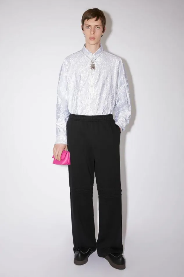 Acne Studios Trousers Man Logo Tape Fleece Sweatpants Black