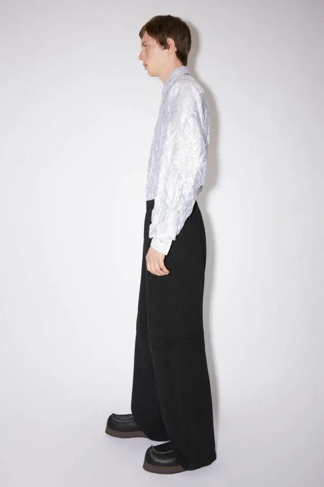Acne Studios Trousers Man Logo Tape Fleece Sweatpants Black