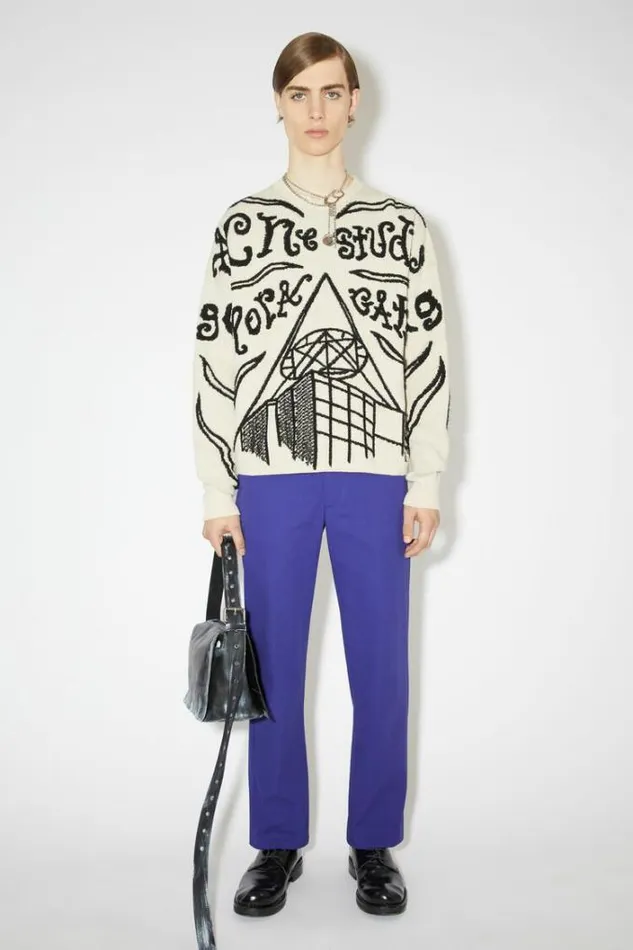 Acne Studios Trousers Man Twill Cottonblend Trousers Electric Purple