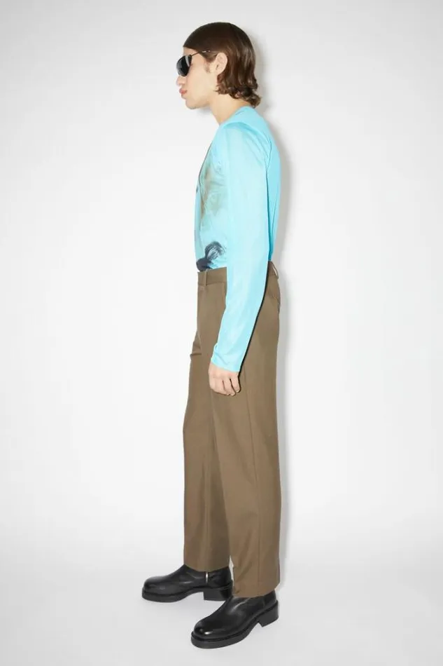 Acne Studios Trousers Man Twill Cottonblend Trousers Hazelnut Brown