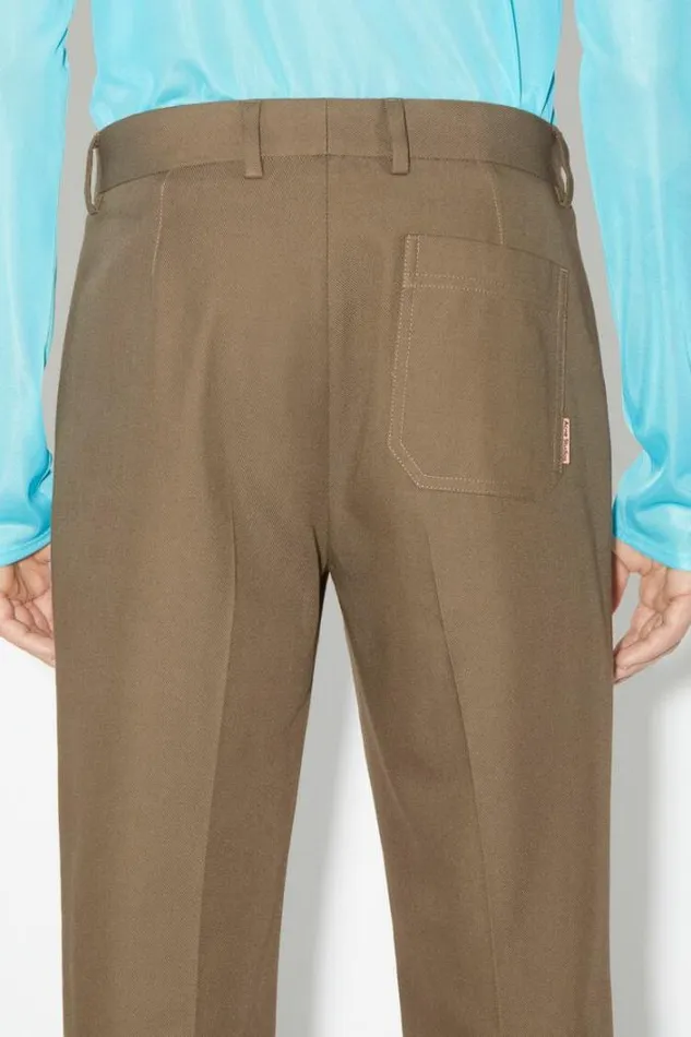 Acne Studios Trousers Man Twill Cottonblend Trousers Hazelnut Brown