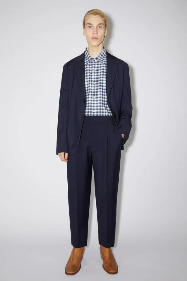 Acne Studios Trousers Man Woolblend Tailored Trousers Dark Navy