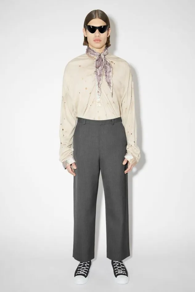 Acne Studios Trousers Man Wool Blend Trousers Dark Grey Melange