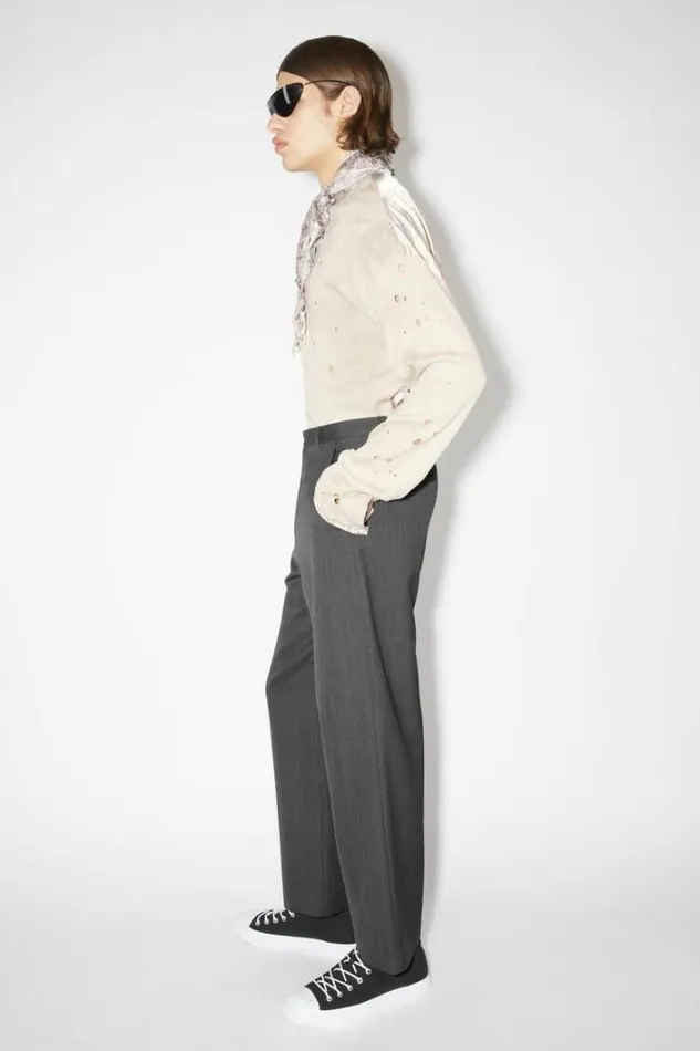 Acne Studios Trousers Man Wool Blend Trousers Dark Grey Melange