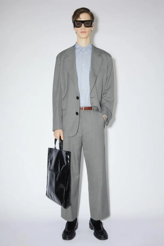 Acne Studios Trousers Man Wool Blend Trousers Grey Melange