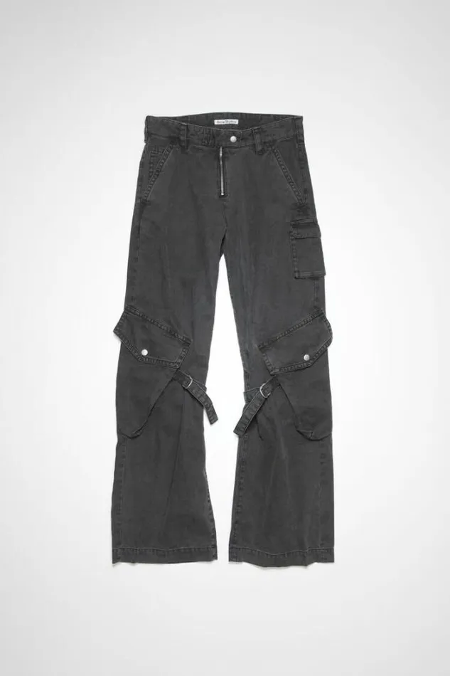 Acne Studios Trousers Woman Cargo Trousers Washed Black
