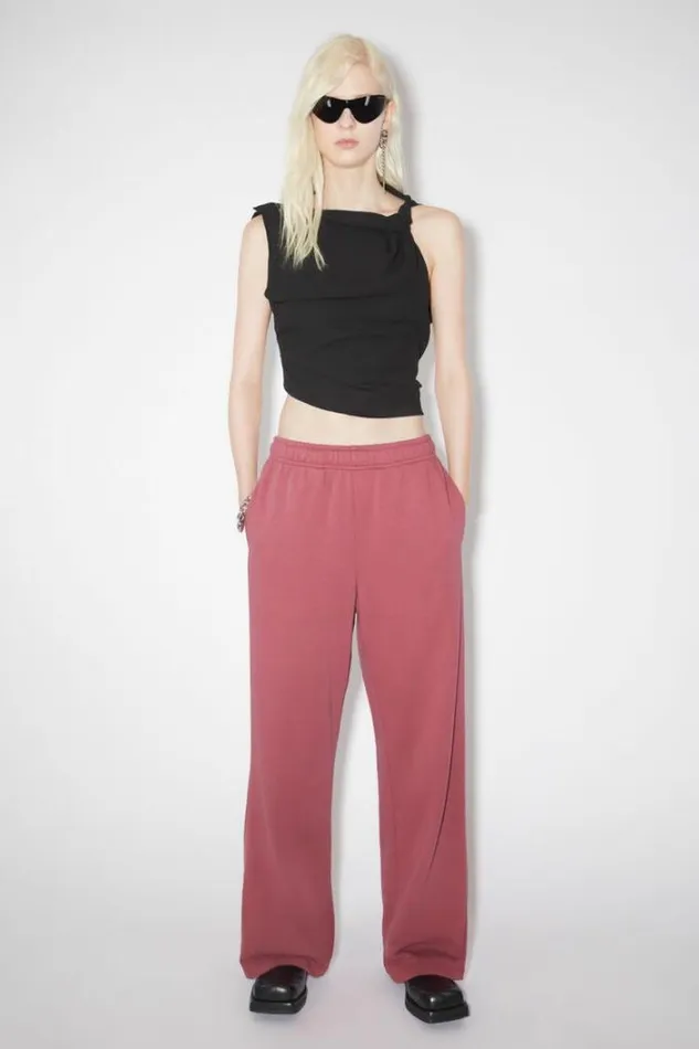Acne Studios Trousers Woman Cotton Sweatpants Rosewood Red