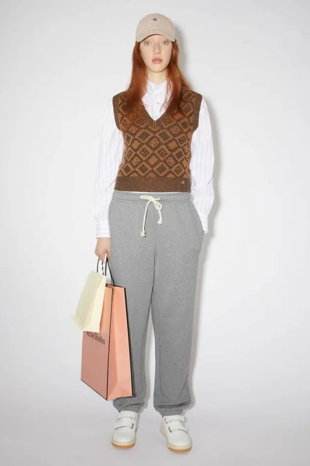 Acne Studios Trousers Woman Cotton SweatpantsUnisex Light Grey Melange