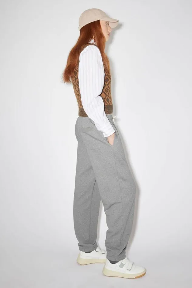 Acne Studios Trousers Woman Cotton SweatpantsUnisex Light Grey Melange