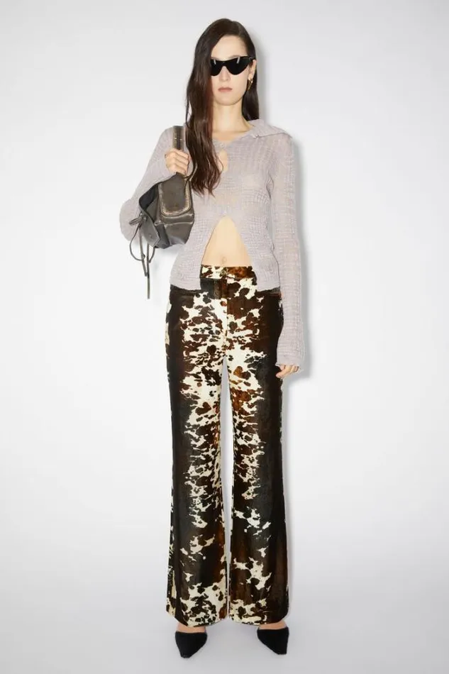 Acne Studios Trousers Woman Cow Print Trousers Light Brown